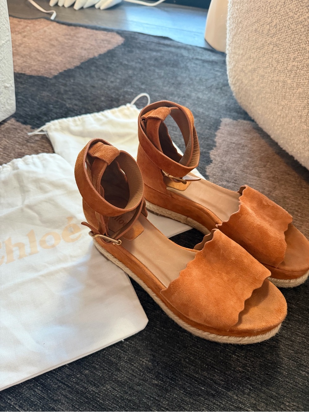 Chloé Lauren Suede Espadrille Platform Sandals